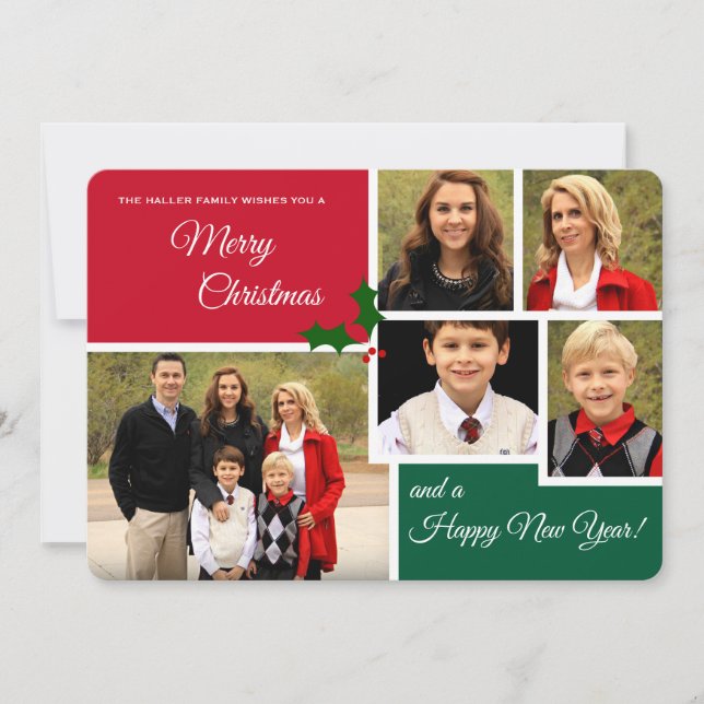 Klassische Holly 5 Foto Urlaubskarte Feiertagskarte (Vorderseite)