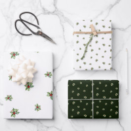 Klassische Holly Weihnachtsgärtnerei mit Beeren Geschenkpapier Set