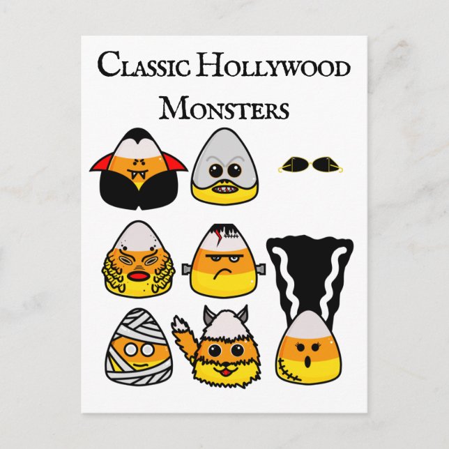 Klassische Hollywood Monsters Candy Corn Postcard Postkarte (Vorderseite)