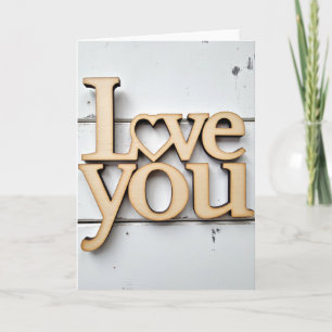 Klassische Holzkarte 'Ich liebe dich' Karte
