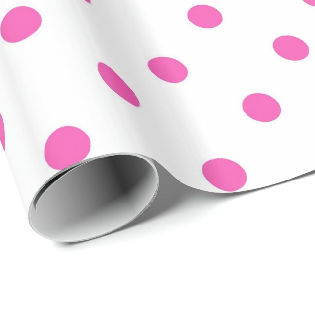 Klassische, hübsche, elegante Pink & White Polka P Geschenkpapier (Rolleneckpunkt)
