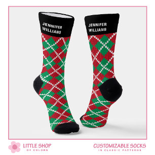 Klassische individuelle Raute Weihnachten Socken