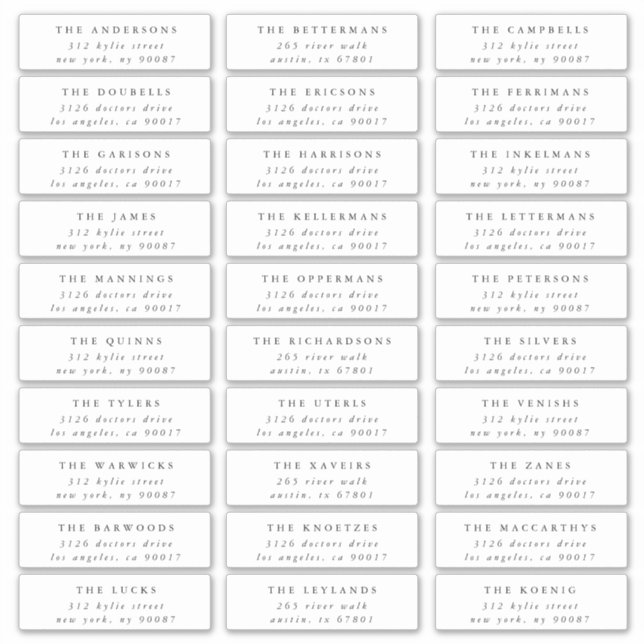 Klassische individuelle Schwarz-weiße Gästebuchadr Aufkleber (Vorderseite)