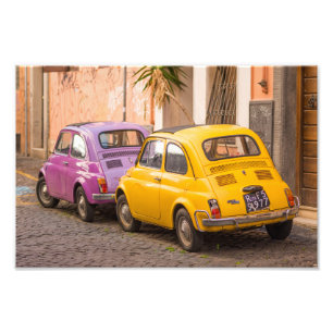 Klassische italienische Fiat 500 Autos in Rom Ital Fotodruck