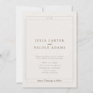 Klassische Ivory-Braun-Minimalistische-Hochzeit Einladung