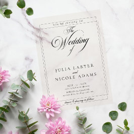 Klassische Ivory-Schwarze Kalligrafie-Hochzeit