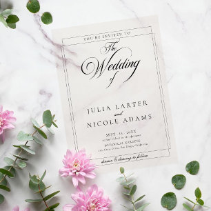 Klassische Ivory-Schwarze Kalligrafie-Hochzeit