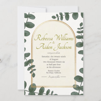Klassische Ivory- und Roségold-Hochzeit Einladung