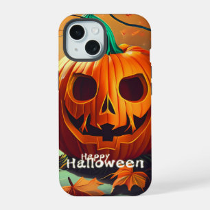 Klassische Jack-o-Lantern-Herbstwaldszene iPhone 15 Hülle