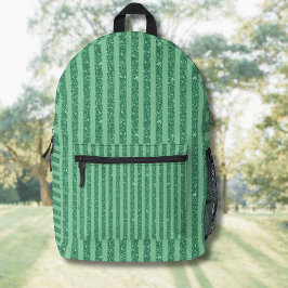 Klassische jadegrün glänzende vertikale Streifen O Bedruckter Rucksack