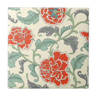 Klassische japanische Blume Rustikales Rot Vintag Fliese
