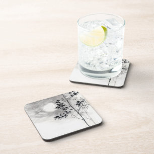 Klassische japanische Sumi-e Malerei Bambusmond Getränkeuntersetzer