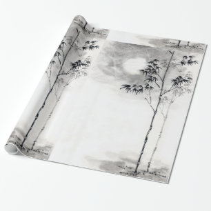 Klassische japanische Sumi-e-Malerei Kunst Bambus  Geschenkpapier