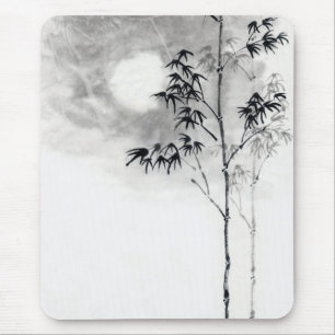 Klassische japanische Sumi-e-Malerei Kunst Bambus  Mousepad