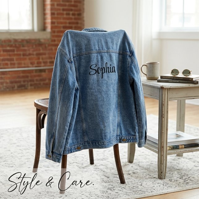 Klassische Jeansjacke mit Ihrem benutzerdefinierte (Classic Denim Jacket Featuring Your Custom Name)
