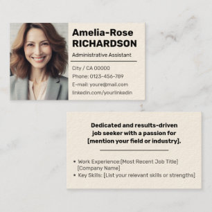 Klassische Jobsuche Minimaler Schlichter Cream Tan Visitenkarte