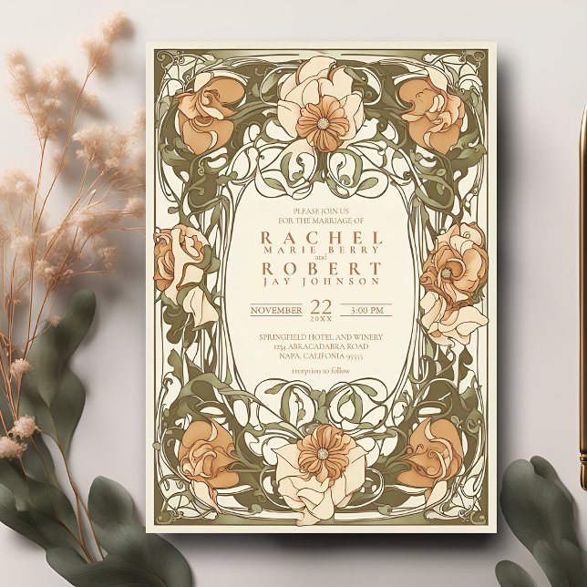 Klassische Jugendstil-Hochzeitsreise Einladung (Von Creator hochgeladen)