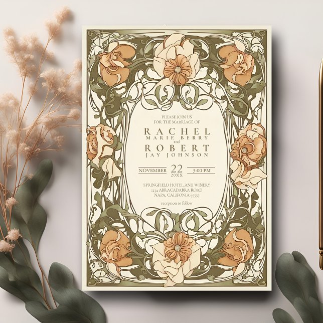 Klassische Jugendstil-Hochzeitsreise Einladung (Von Creator hochgeladen)