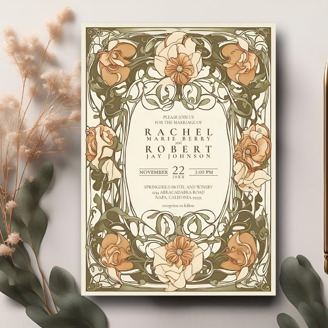 Klassische Jugendstil-Hochzeitsreise Einladung (Von Creator hochgeladen)