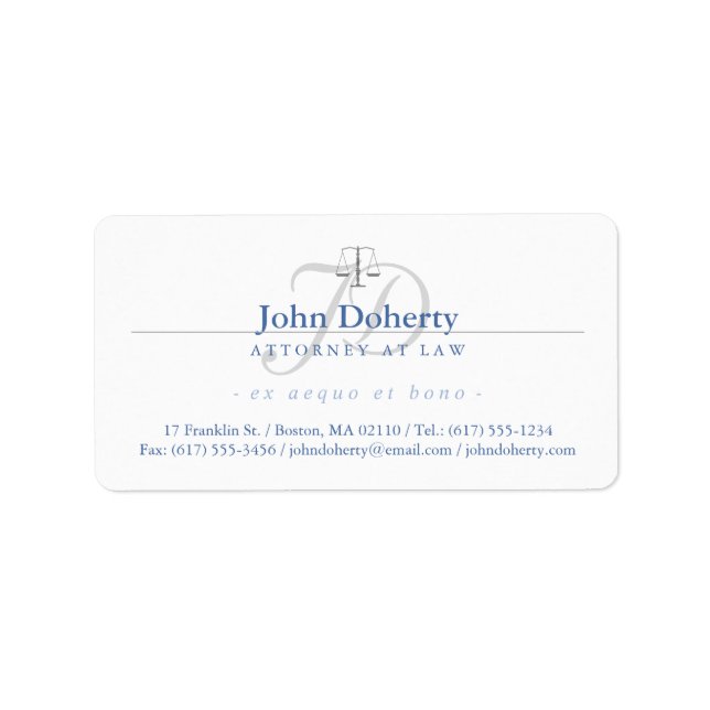 Klassische Justizskala | Rechtsanwältin Elegant Adressaufkleber (Vorne)