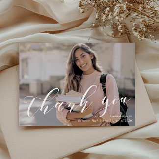 Klassische Kalligrafie-Abschlussfoto Dankeskarte