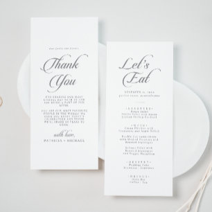 Klassische Kalligrafie Danke und Hochzeit Menükarte