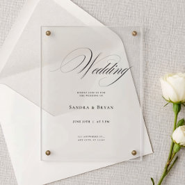 Klassische Kalligrafie Elegante Hochzeit Acryleinladungen