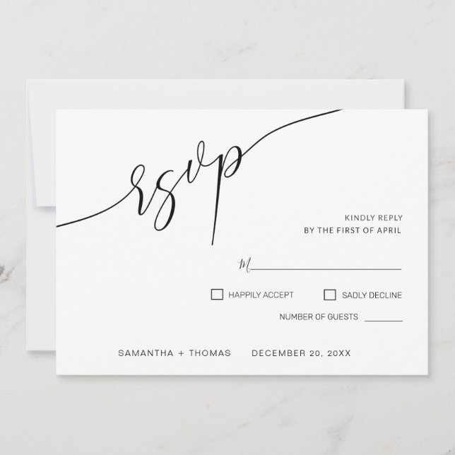 Klassische Kalligrafie Script Wedding RSVP Card (Vorderseite)