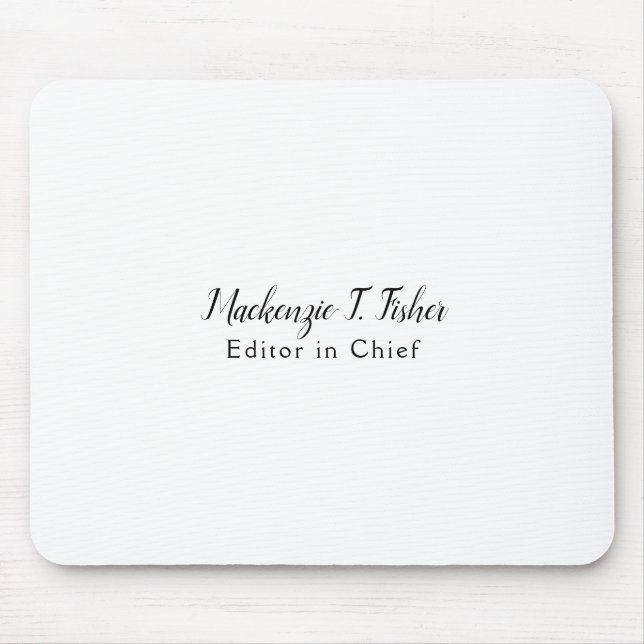 Klassische Kalligraphie Elegant Schlicht Simple Wh Mousepad (Vorne)
