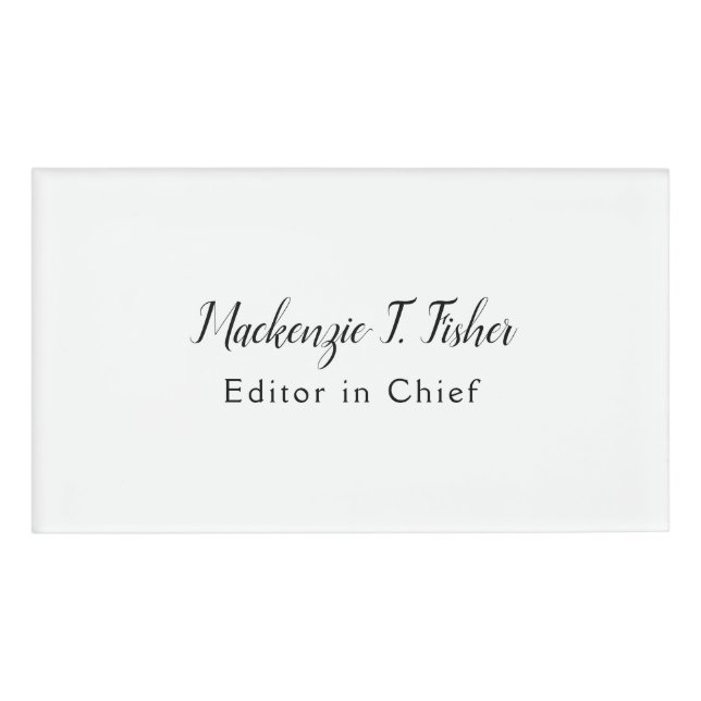 Klassische Kalligraphie Elegant Schlicht Simple Wh Namenschild (Vorderseite)