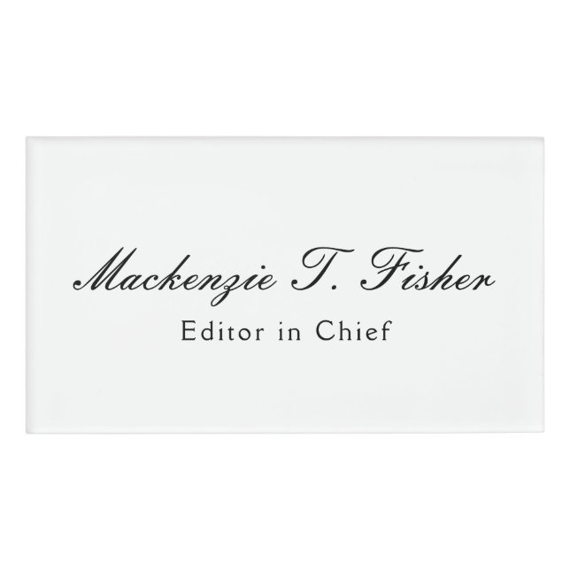 Klassische Kalligraphie Elegant Schlicht Simple Wh Namenschild (Vorderseite)