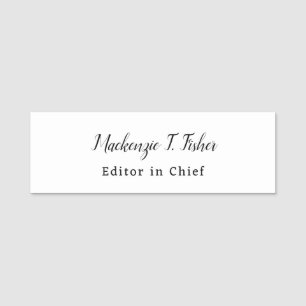 Klassische Kalligraphie Elegant Schlicht Simple Wh Namensschild