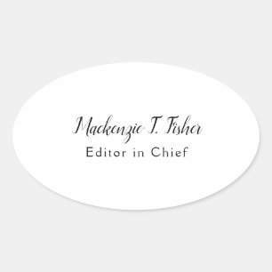 Klassische Kalligraphie Elegant Schlicht Simple Wh Ovaler Aufkleber