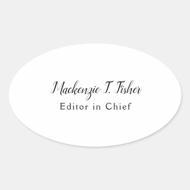 Klassische Kalligraphie Elegant Schlicht Simple Wh Ovaler Aufkleber (Vorderseite)