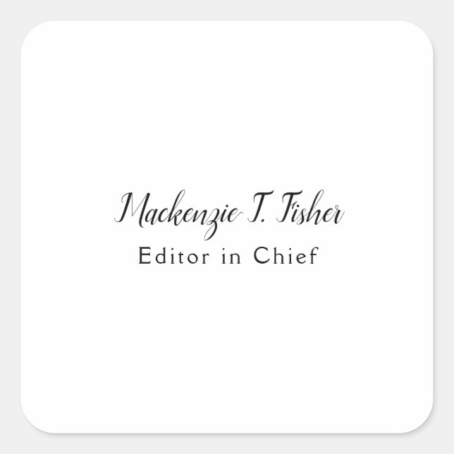 Klassische Kalligraphie Elegant Schlicht Simple Wh Quadratischer Aufkleber (Vorderseite)