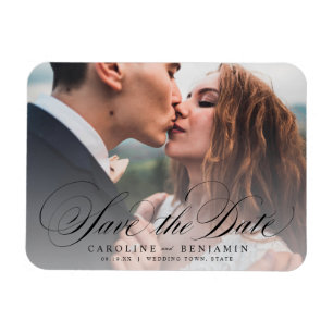 Klassische Kalligraphie Foto Hochzeit speichern da Magnet