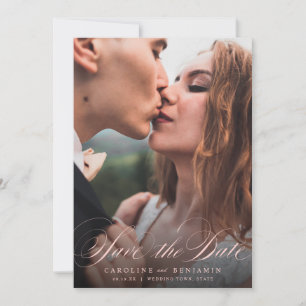 Klassische Kalligraphie Foto Hochzeit speichern da Save The Date