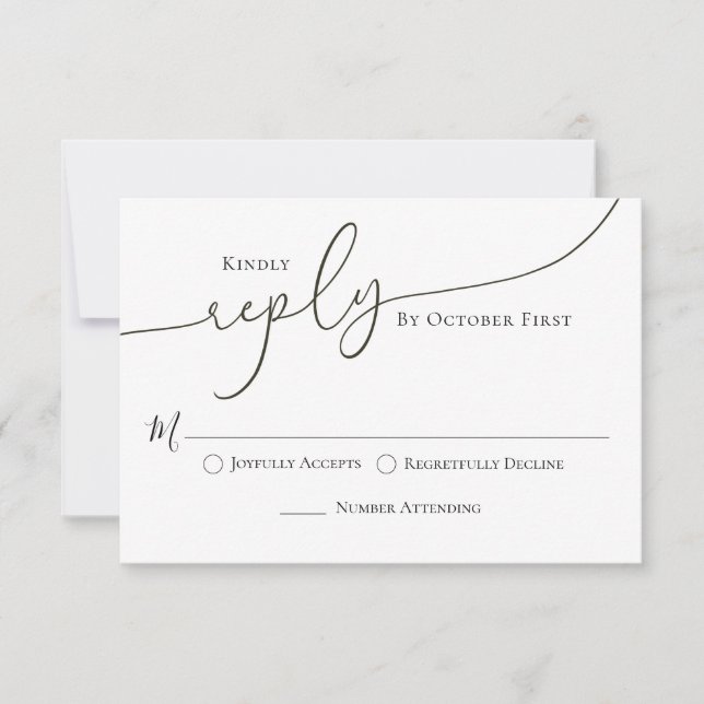 Klassische Kalligraphie-Skripte für Hochzeiten RSVP Karte (Vorderseite)