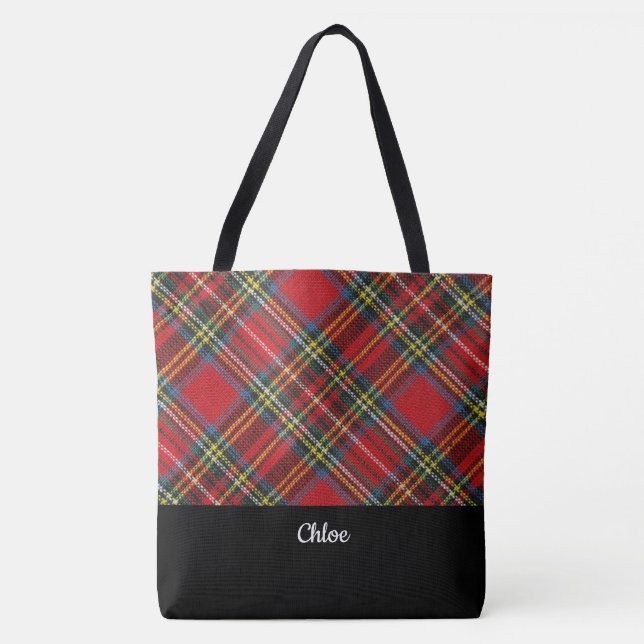 Klassische Karierte Mit Monogramm Tote Bag (Vorderseite)