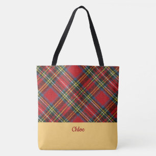 Klassische Karierte Mit Monogramm Tote Bag