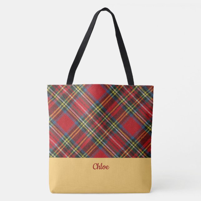 Klassische Karierte Mit Monogramm Tote Bag (Vorderseite)