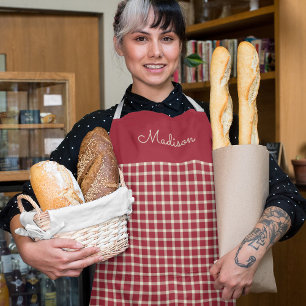 Klassische Karierte Muster-Schürze mit Namen Schürze