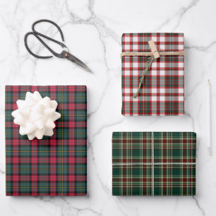 Klassische Karierte Weihnachtsvariante Geschenkpapier Set