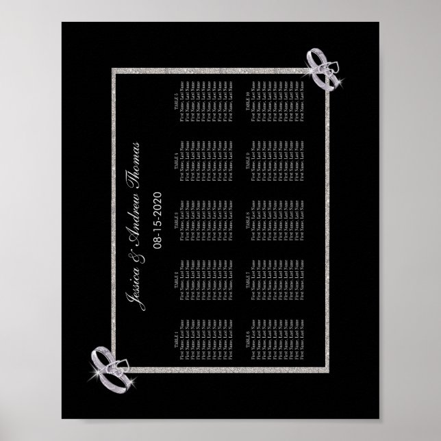 Klassische Karo-Silber-Hochzeitsmesser Poster (Vorne)