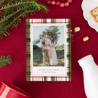 Klassische Karo-Tartan-Weihnachts-Fotokarte Feiertagskarte