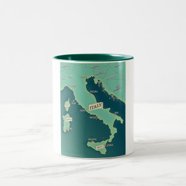 Klassische Karte Italiens Zweifarbige Tasse (Mittel)