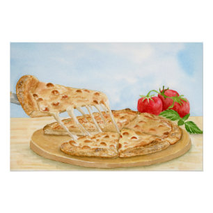 Klassische Käsepizza-Wasserfarbe Poster