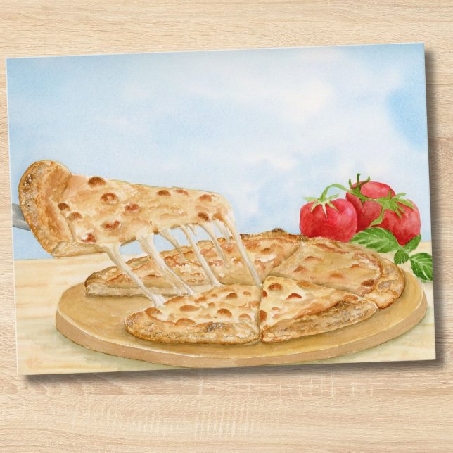 Klassische Käsepizza-Wasserfarbe Postkarte (Von Creator hochgeladen)