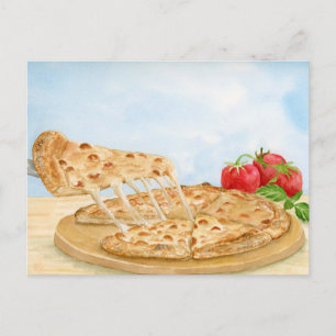 Klassische Käsepizza-Wasserfarbe Postkarte