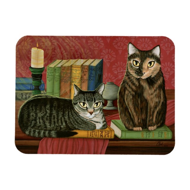 Klassische Katzen Poe, Dickens, Stoker, Magnet (Horizontal)